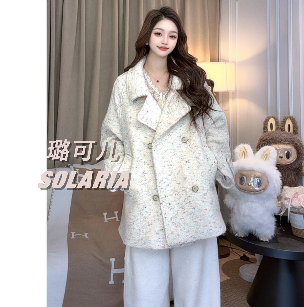 初雪 设计师高定/羊毛特种纱彩点加厚精致保暖外套