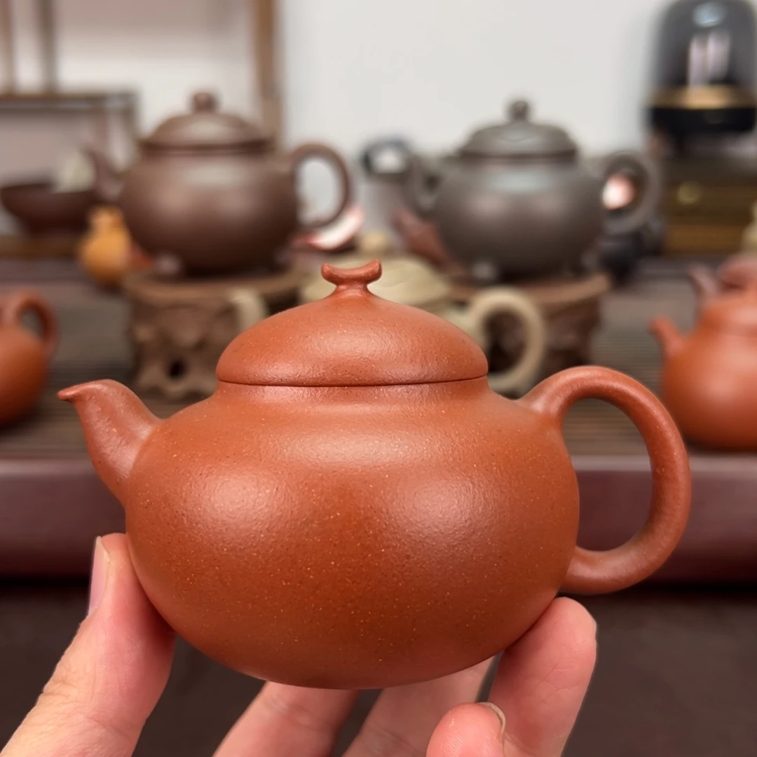 紫砂茶壶纯红降坡 150 毫升
