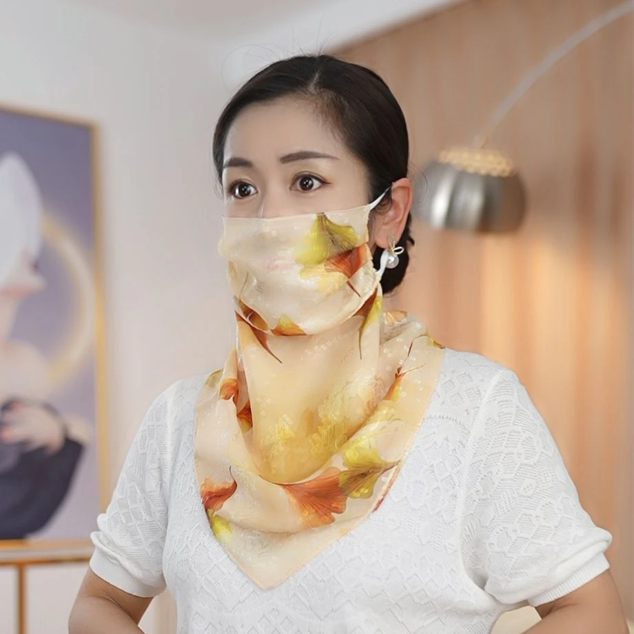 透气面罩夏季防晒护颈女防紫外线薄款带围脖全脸遮脸丝巾面纱高级