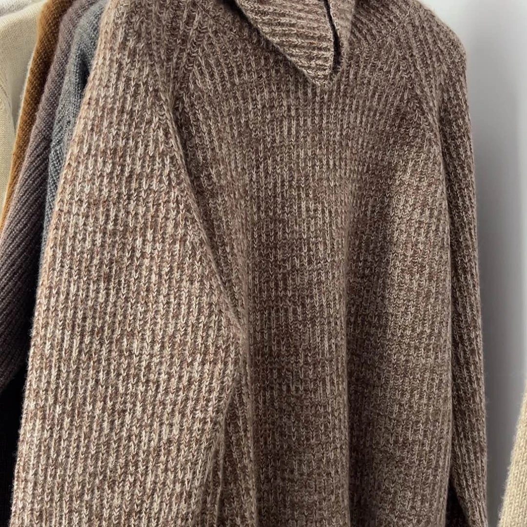 元宝针 花纱 高领 羊绒衫