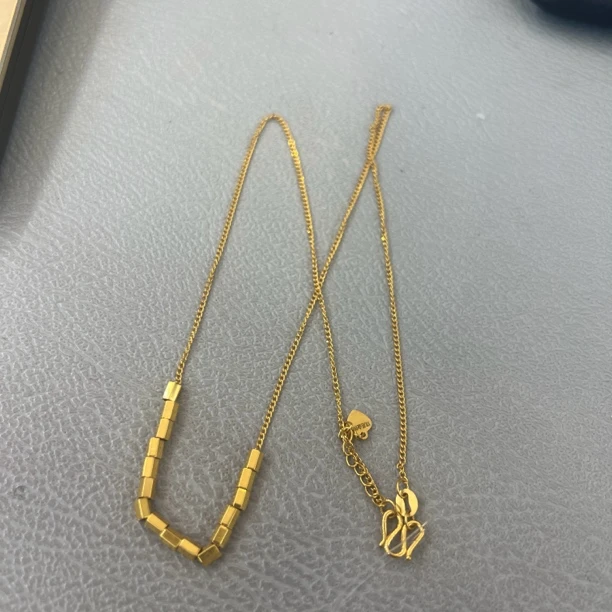 足金999 方管微笑套链