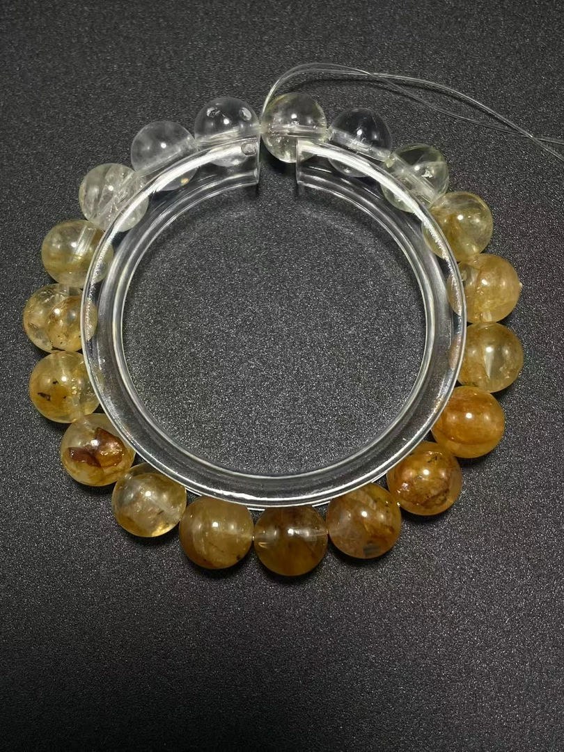 天然老矿黄胶花单圈手串 多样性发其一 A060