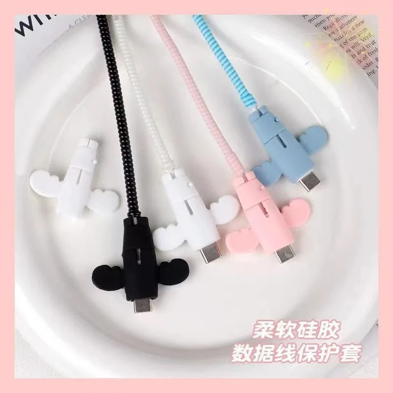 可拆卸保护套防折断手机通用硅胶小天使接头充电线数据线