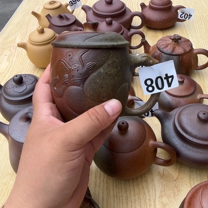 天***天紫砂茶壶黄金段半手350cc左右瑕疵不挑