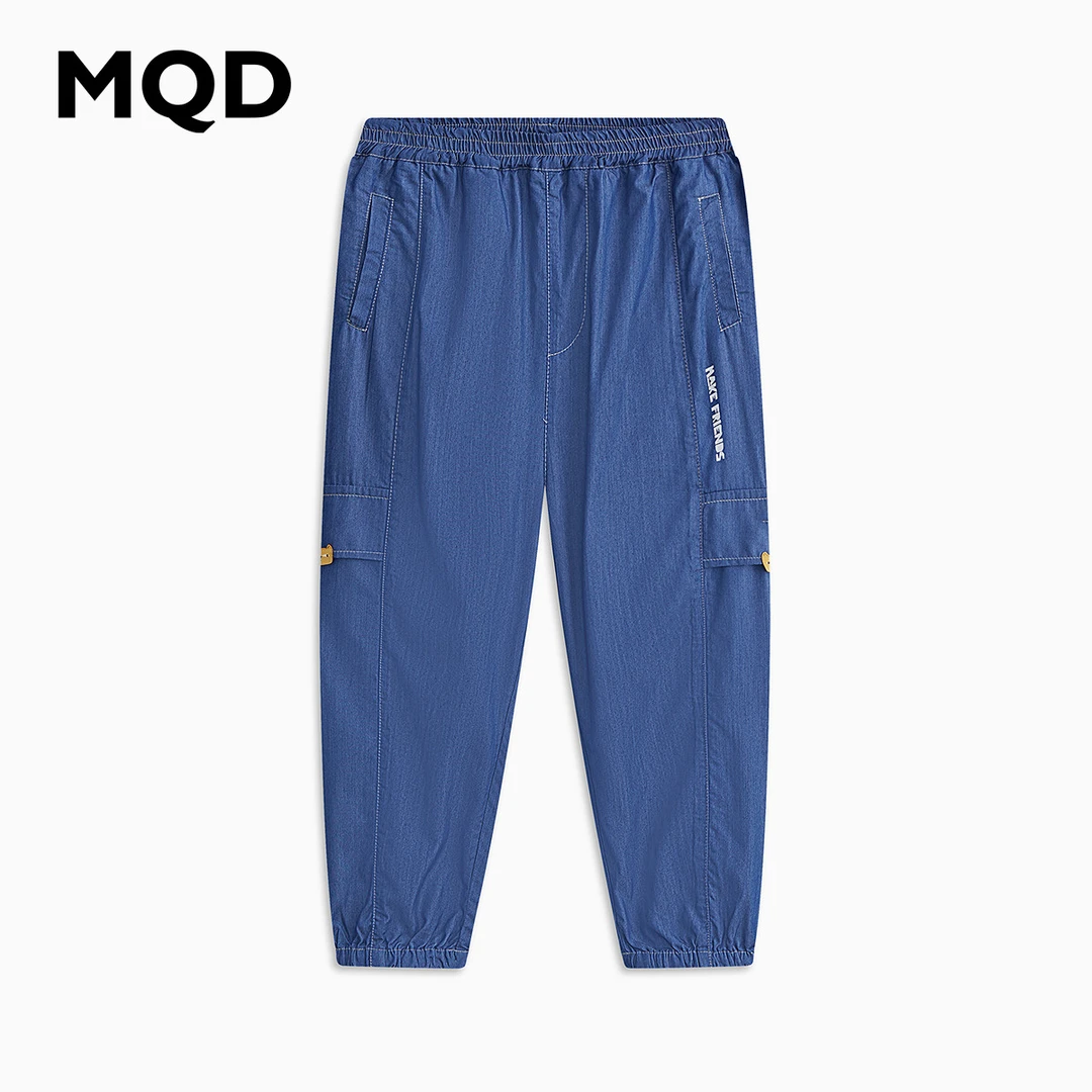 MQD童装男大童24春新款潮酷休闲运动儿童牛仔裤长裤9652Y1403