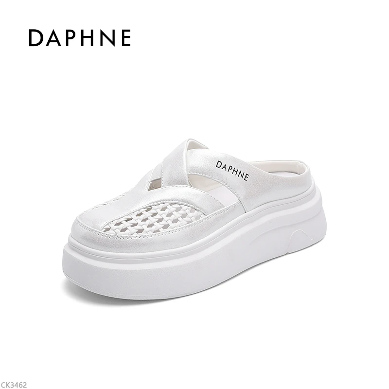 达芙妮透气小白鞋女2025夏季新款休闲镂空百搭时尚网面包头半拖L