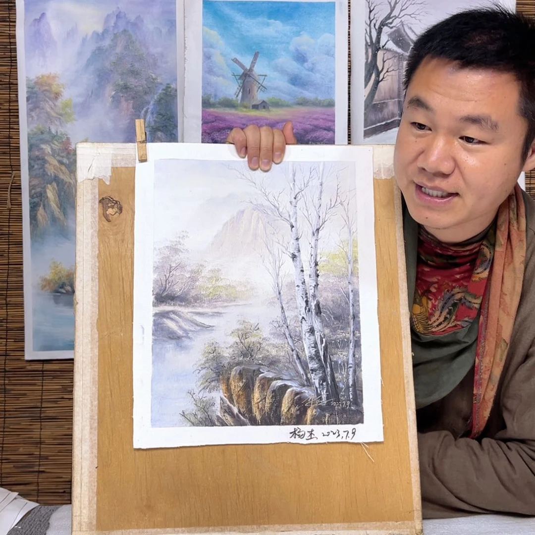 油画行路人小院绘画作品竞拍