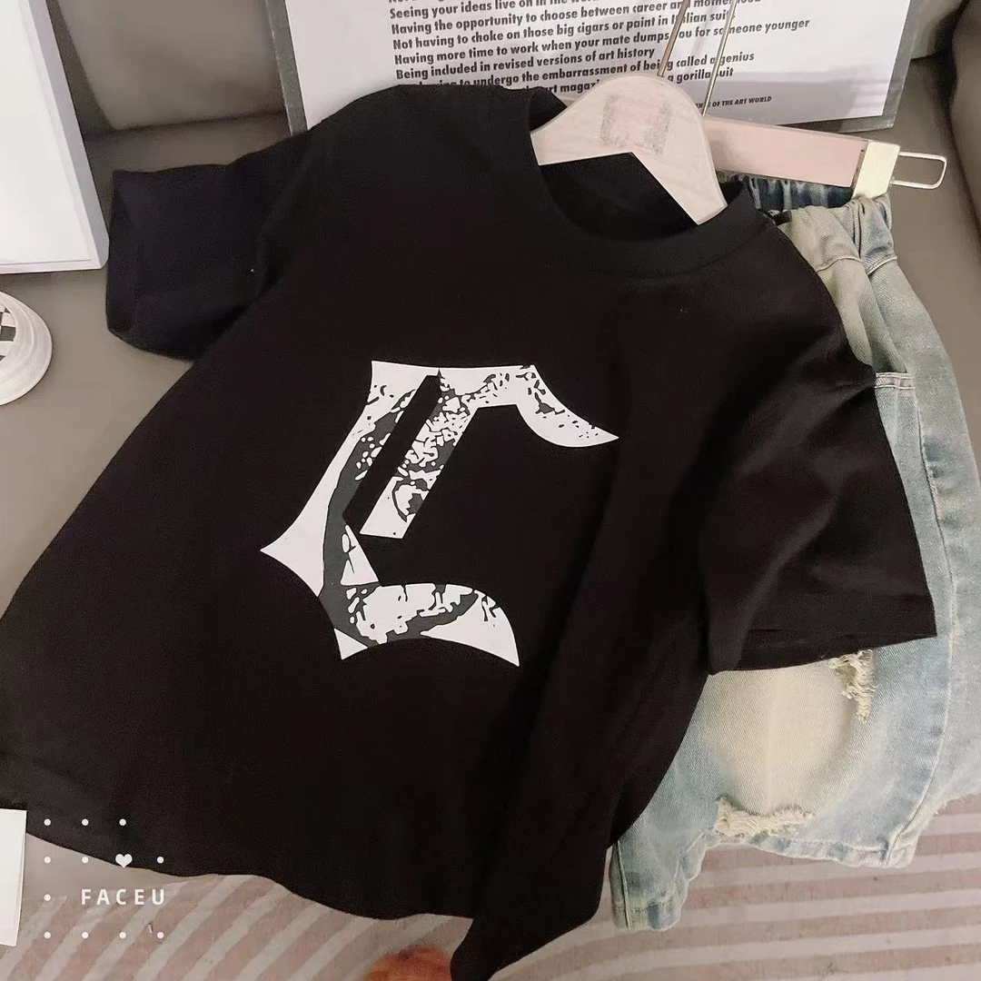 405301《现》优选韩版儿童休闲日常潮牌夏款洋气百搭短袖