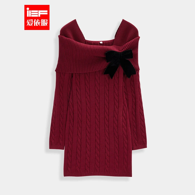 IEF/爱依服2025新款冬春季保暖显瘦时尚百搭财阀千金毛织连衣裙