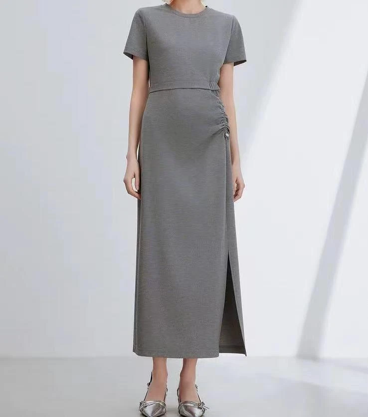 【简柽】修身长款开衩连衣裙D506-2106