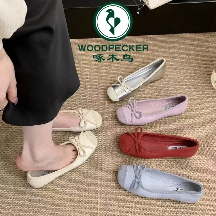 啄木鸟复古晚风温柔新中式单鞋仙女鞋春夏法式芭蕾瓢鞋平底奶奶鞋
