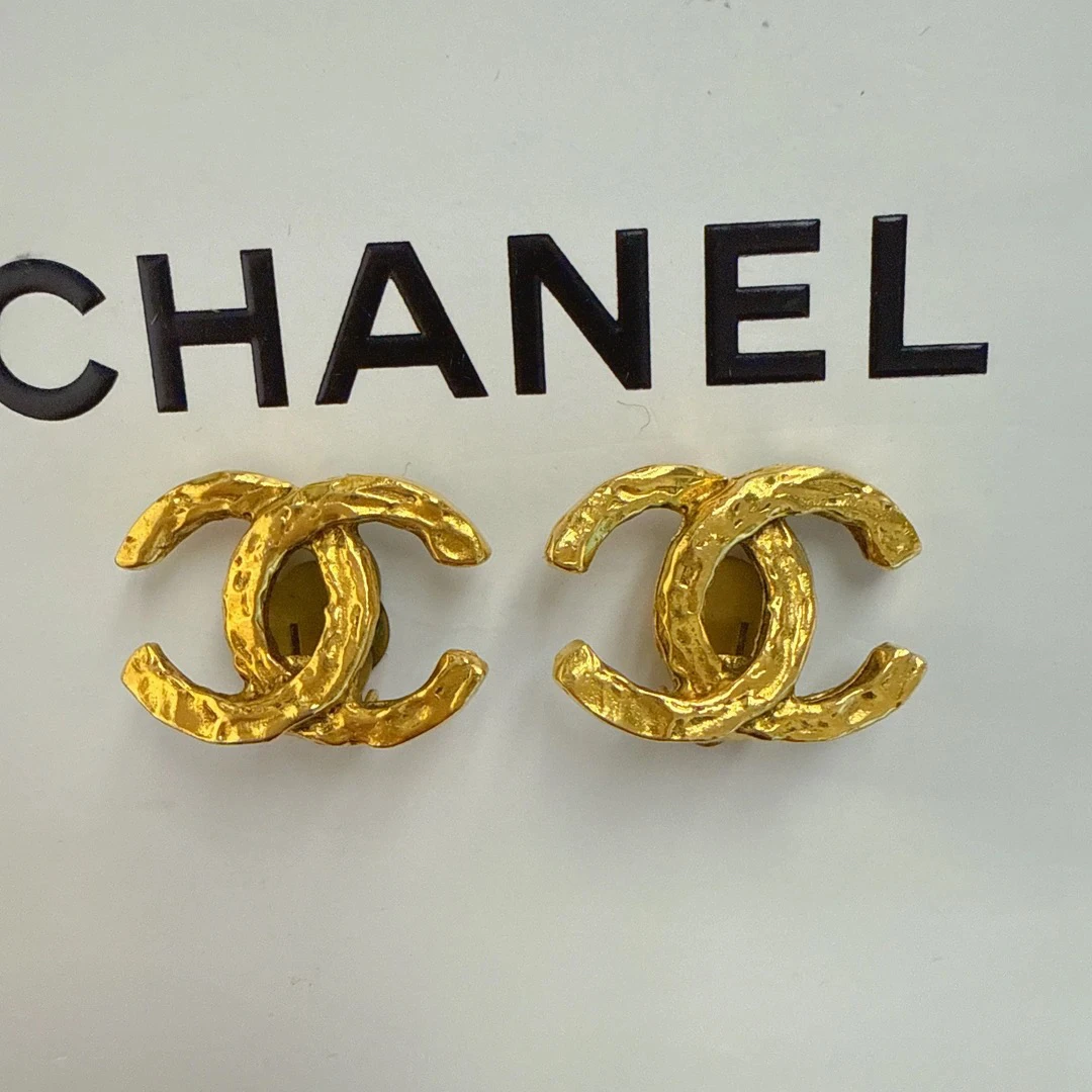 95新 Chanel/香奈儿 Chanel vintage香奈儿中古素金双c耳夹（无标）