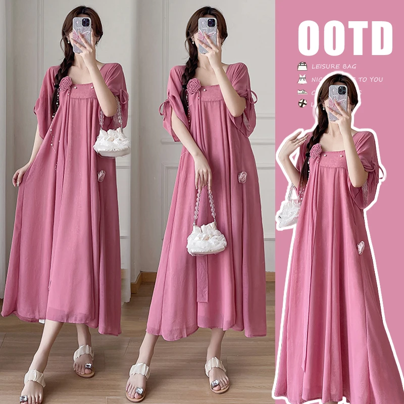 【酥酥】2025夏季新款孕妇装夏装复古改良汉服连衣裙新国风裙子