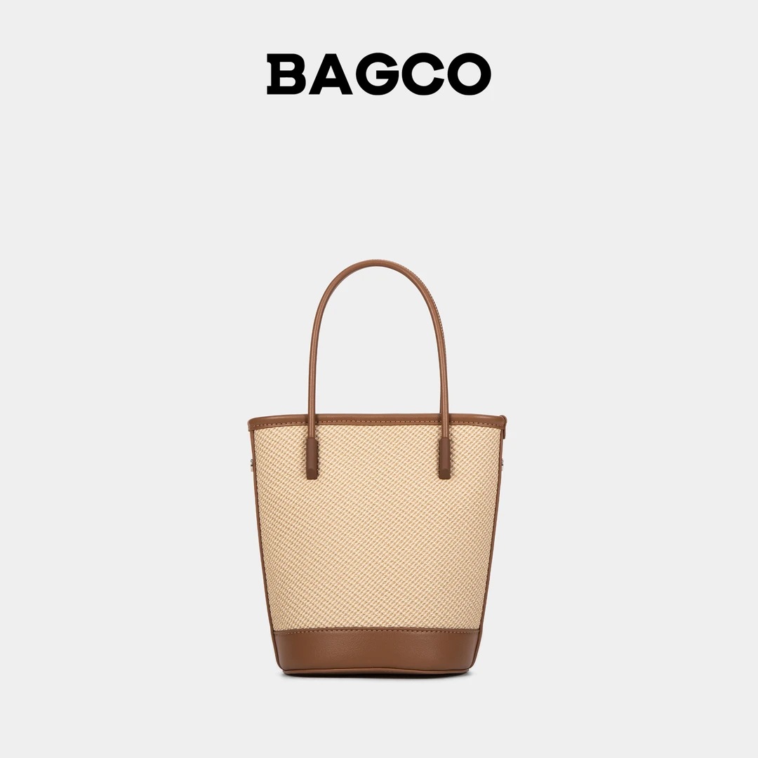 BAGCO简约百搭编织水桶包真皮斜挎包BE0225030002