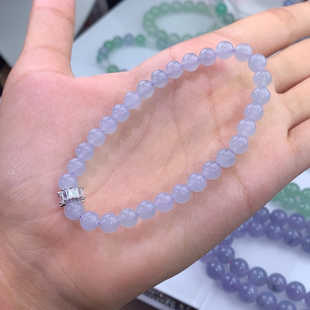 未镶嵌手链翡翠翡翠浅蓝紫手串