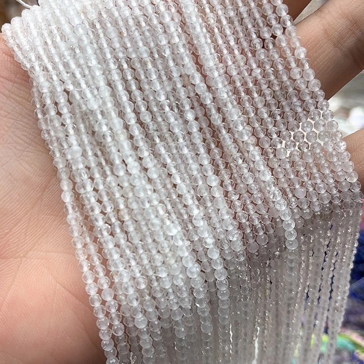 未镶嵌玛瑙/玉髓珠宝半成品一条2.5mm左右白水晶刻面