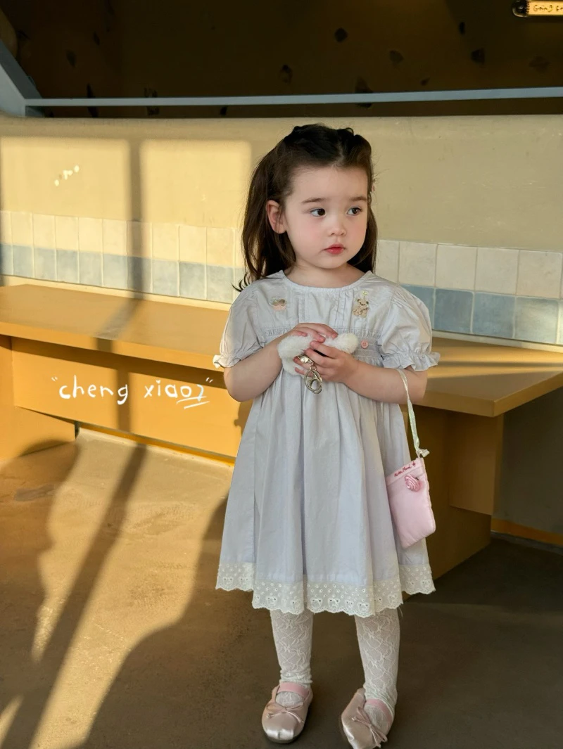 橙小七正版短袖连衣裙女宝洋气夏装夏款公主裙童装套装女童小女孩