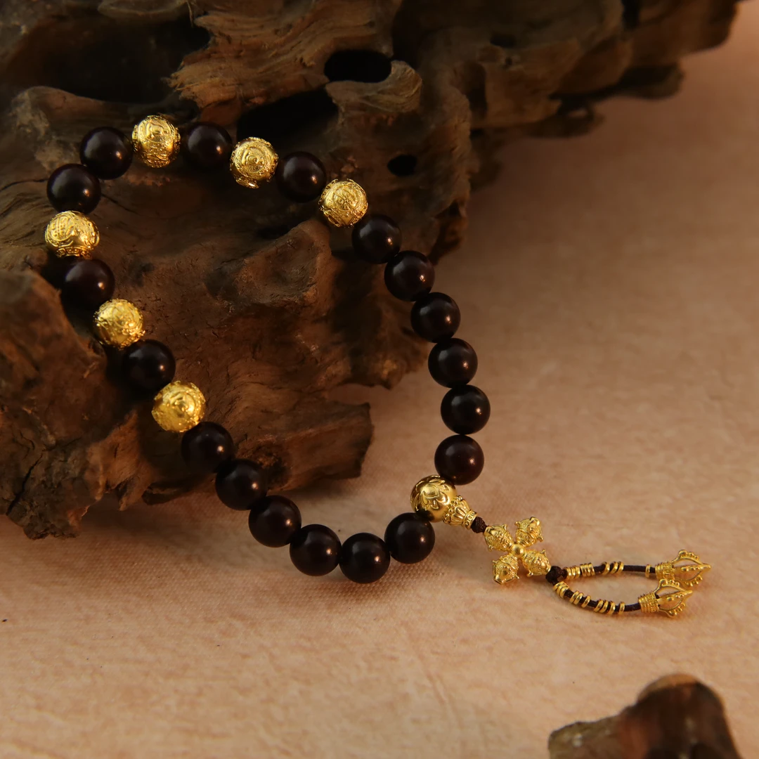 朝鸣黄金【小叶】文玩手串古法金足金男女手串手链1810  1139