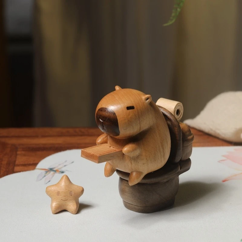 榉木拼接卡皮巴拉套装摆件创意家居办公摆饰可爱卡皮巴拉送朋友