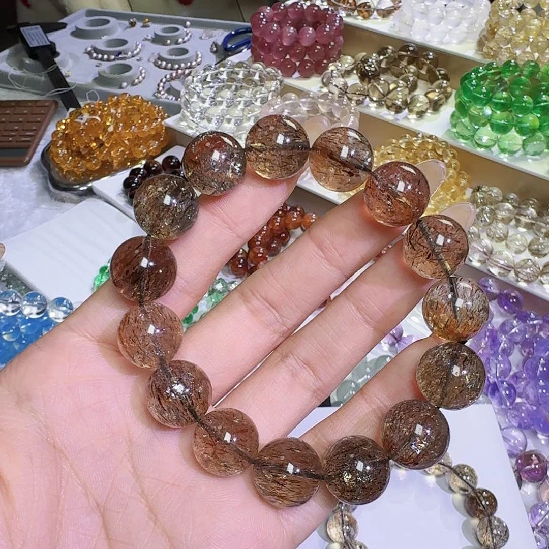 水晶手链未镶嵌J****王黑金超七14