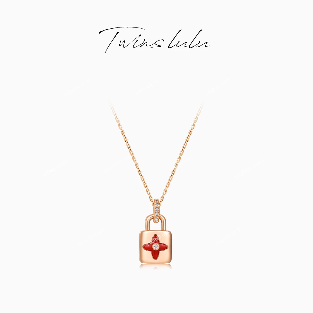 TWINS LULU 镀K金 高级感ins高颜值精致毛衣链心锁项链TSJ10108