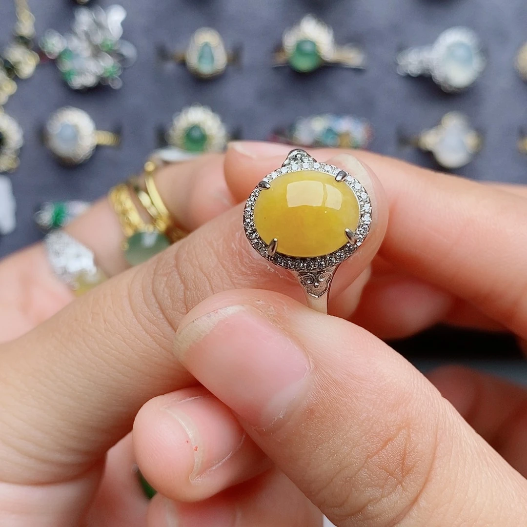 杰***设翡翠银S925镶嵌戒指11111