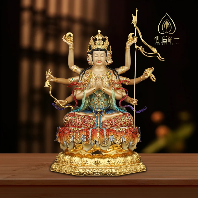 心造帝一黄铜家用六十甲子斗姆像体斗姆元君铜像斗姥道姥星君摆件