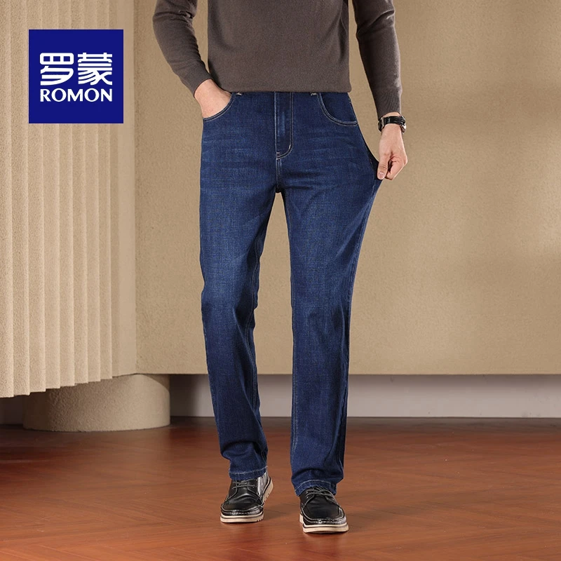 罗蒙2025夏季牛仔裤男士直筒宽松时尚潮流青年弹力百搭加长裤子男