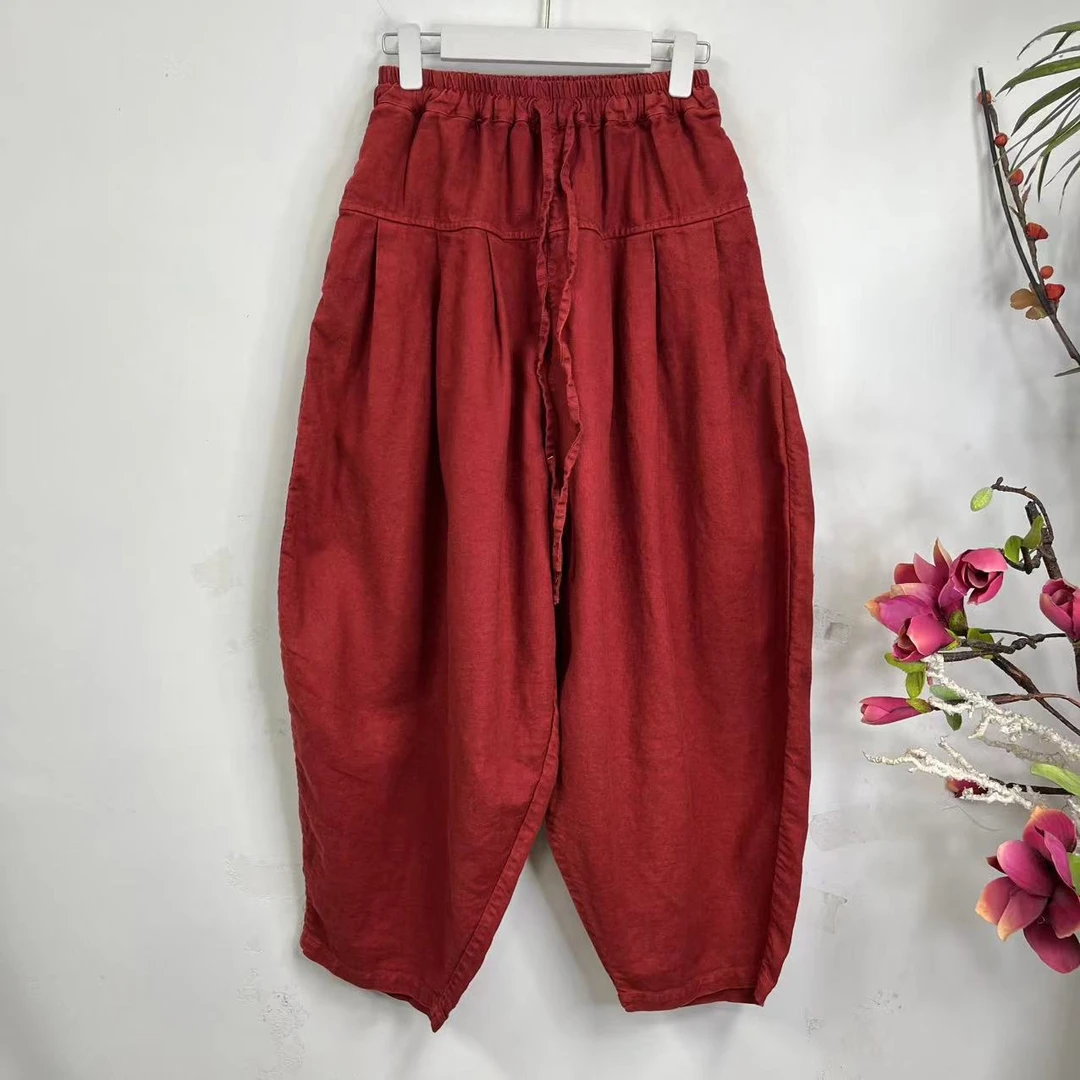 花璟原创设计复古炒色做旧灯笼裤裤（裤长98臀围180腰围60-110）