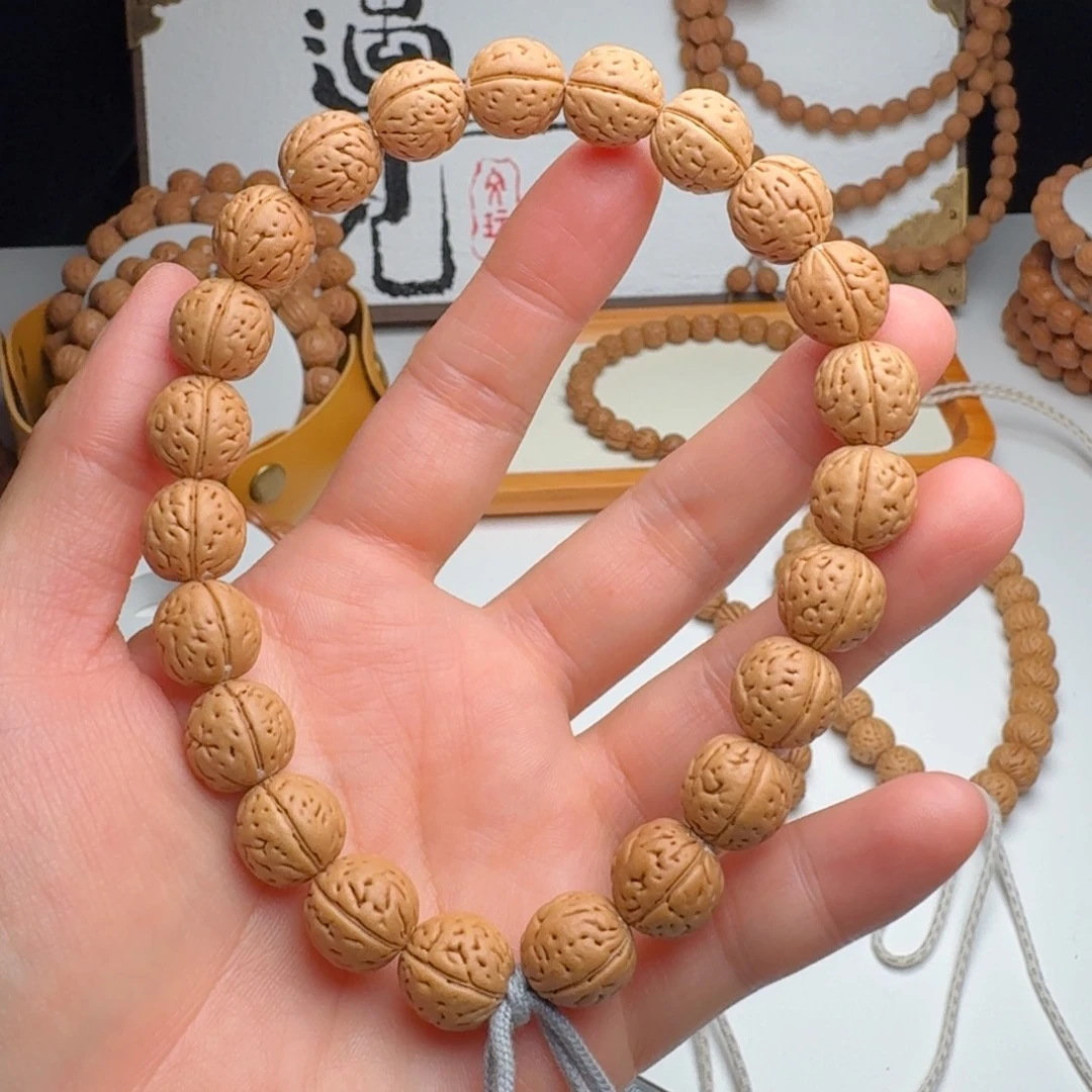 桃核手串12➕奶油皮手持