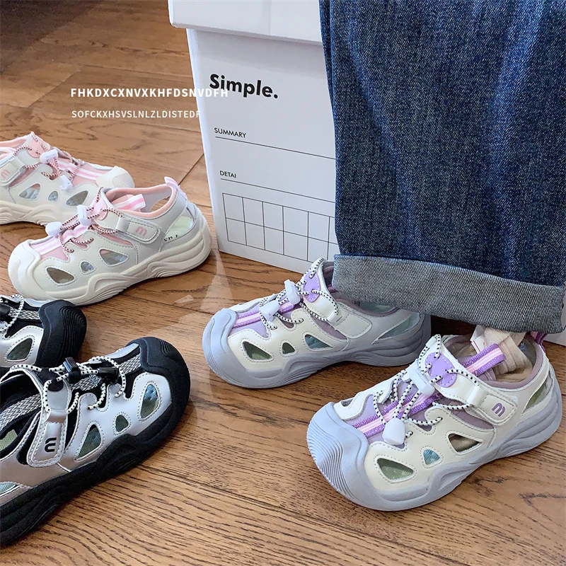 韩版儿童运动凉鞋夏季女童沙滩鞋镂空透气男童溯溪鞋可下水童鞋潮