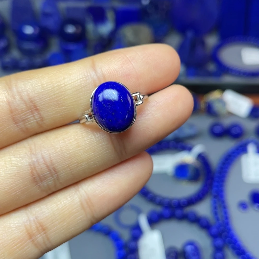 青金石银S925镶嵌戒指（可调节）