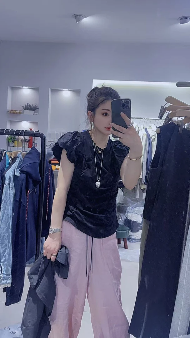 休闲泡泡䄂圆领T恤