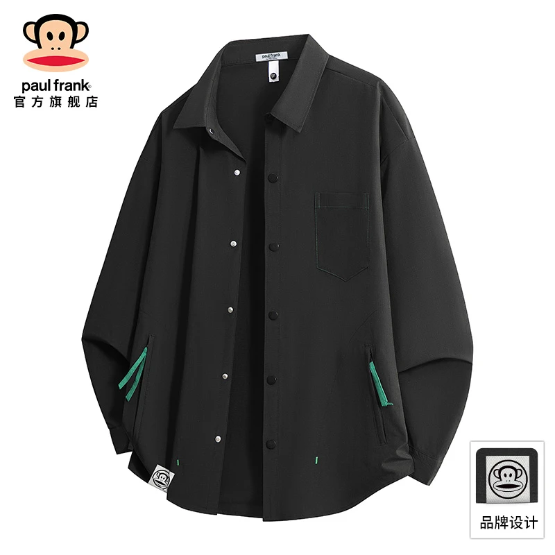 PaulFrank/大嘴猴2025新款长袖工装衬衫男士秋季新款宽松休闲外套
