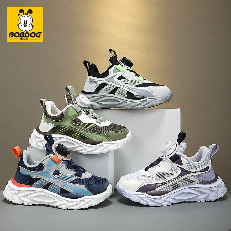 巴布豆男童鞋子秋冬儿童透气网面运动鞋中大童软底耐磨休闲跑步鞋