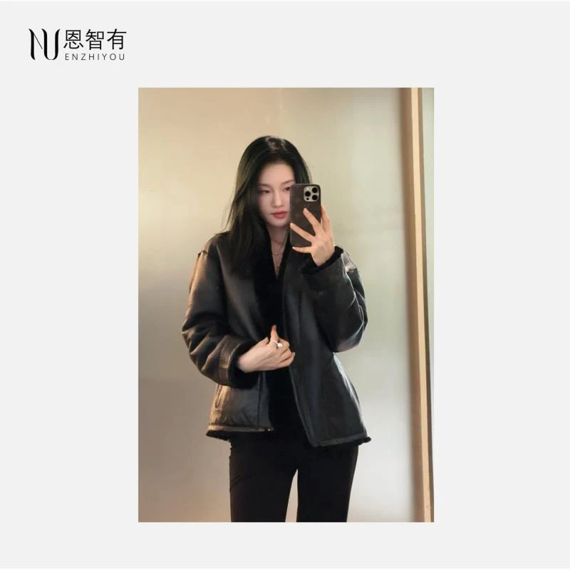 【恩有】D家两面可穿 皮衣外套