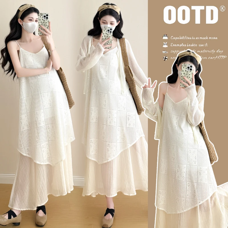 简约时尚孕妇装女夏装新款爆款韩系度假风气质显瘦连衣裙防晒开衫