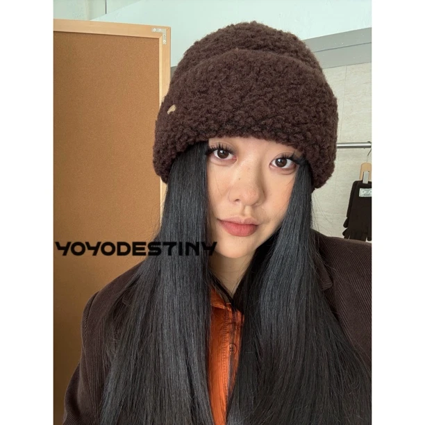 韩系加大头围加厚羊羔绒护耳包头帽秋冬显脸小渔夫帽显头小男女