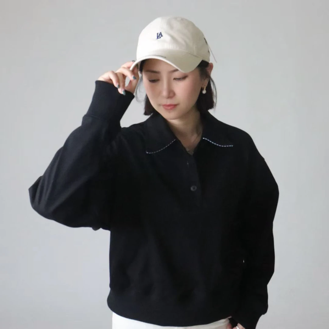 土星 设计师款秋季100棉休闲翻领卫衣短款1781