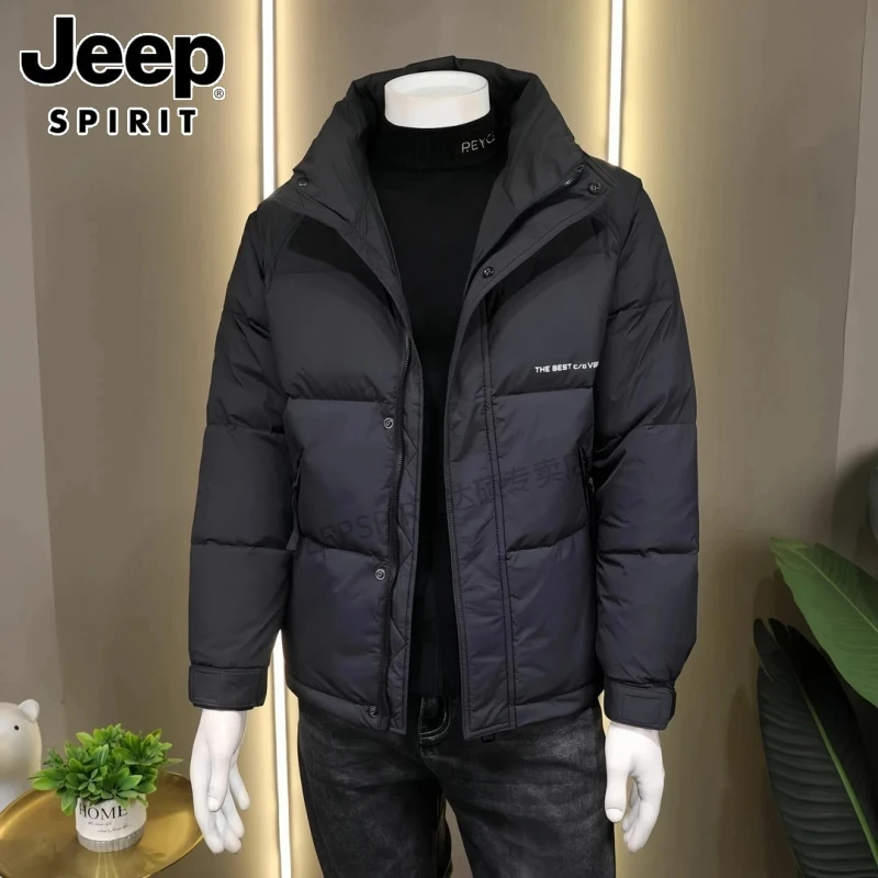 JEEPSPIRIT吉普潮流御寒男士休闲羽绒服外套冬季保暖男装立领夹克