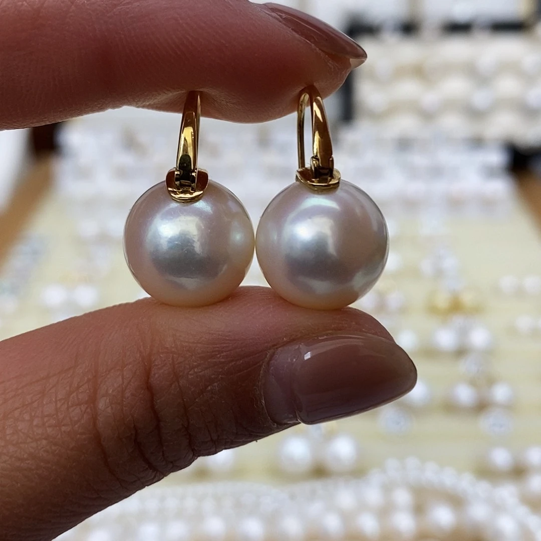 淡水珍珠耳饰18K金镶嵌