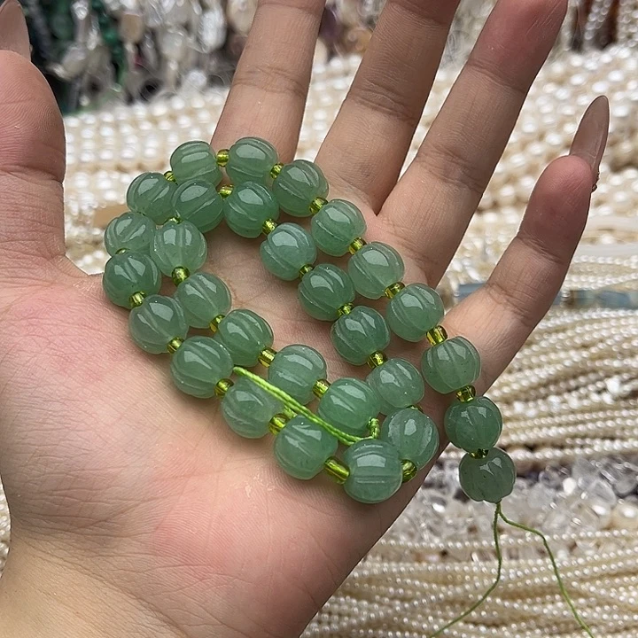 玛瑙/玉髓未镶嵌珠宝半成品一条12mm左右东陵玉南瓜珠