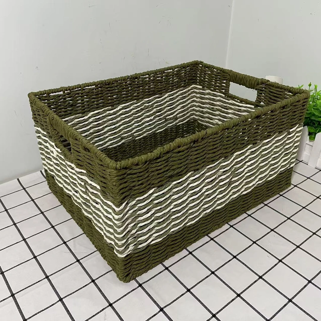 556大瑕疵款长40宽30高20手工编织收纳筐桌面杂物收纳筐收纳筐