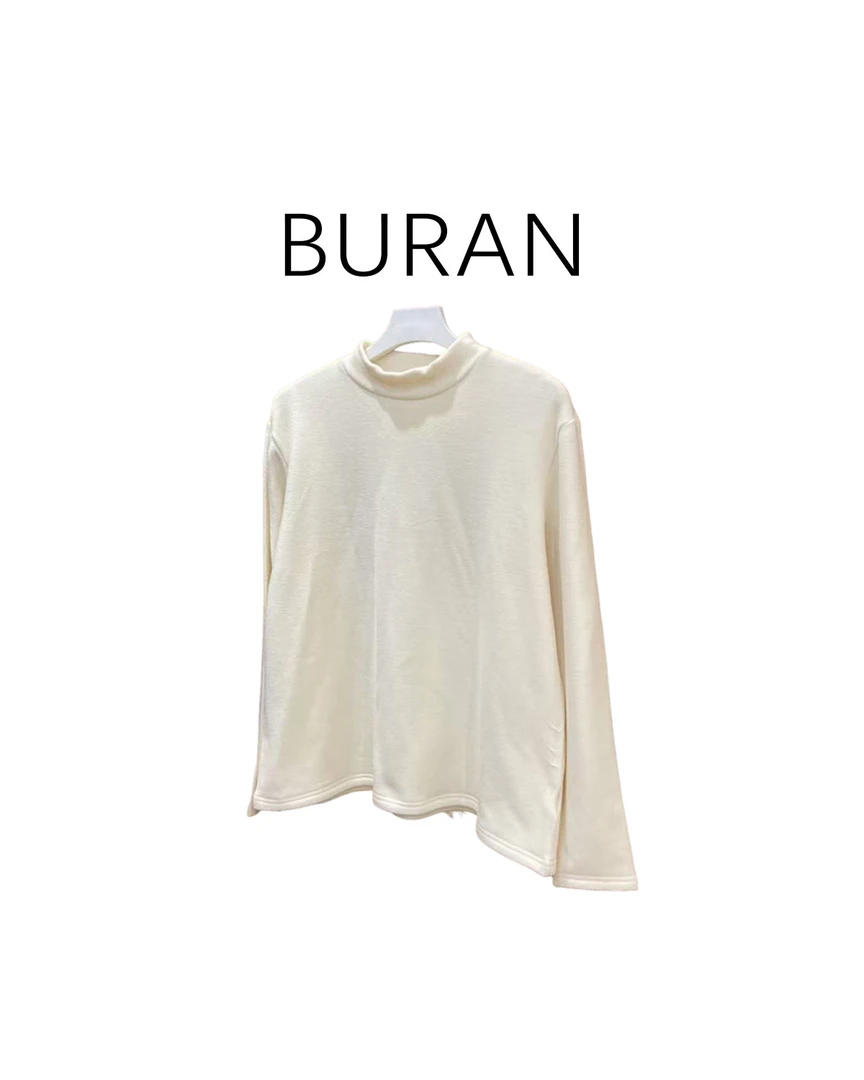 BRCP/布然初品冬季简约纯色打底衫长袖百搭女士德绒S24313