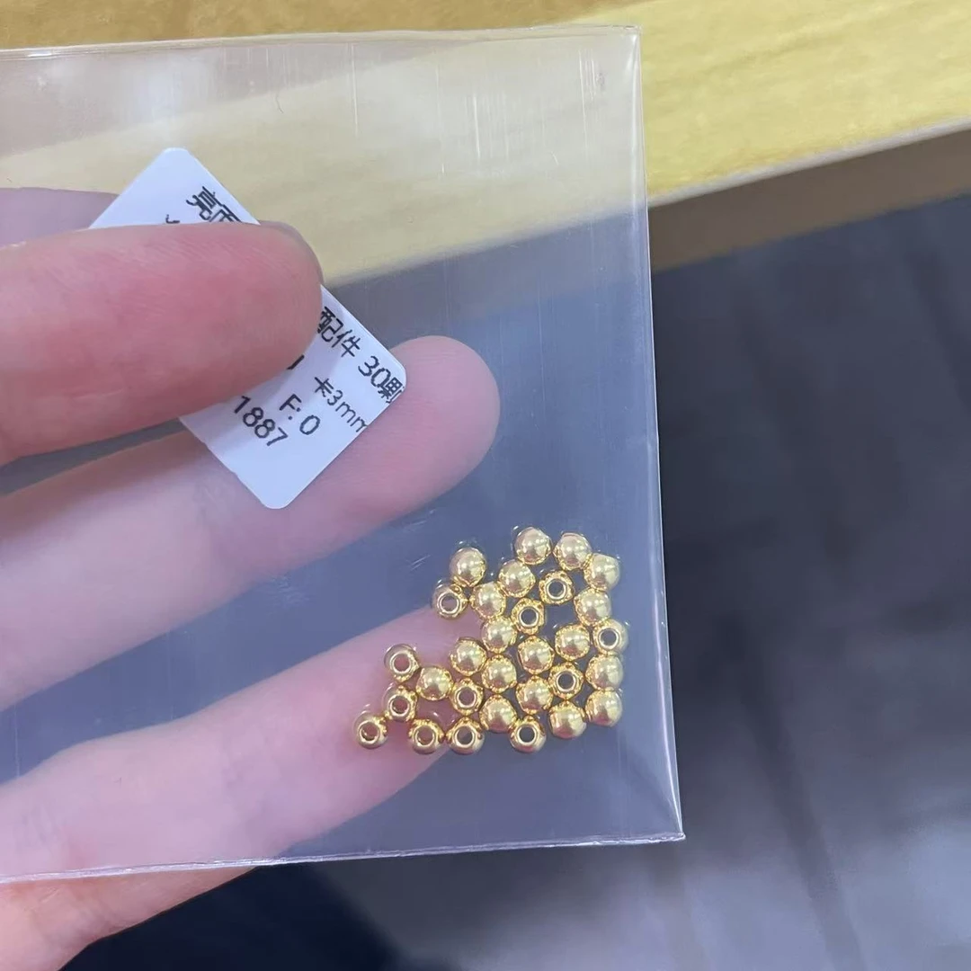 77福利-亮面金珠散珠配件 足金999