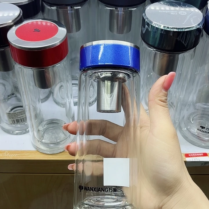 万象玻璃杯双层蓝V193L