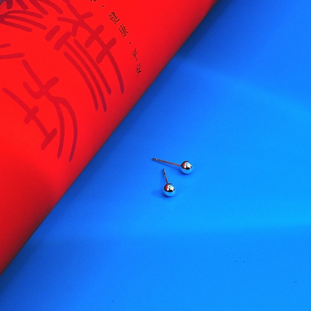 足银耳饰 999豆豆耳钉23739 Q