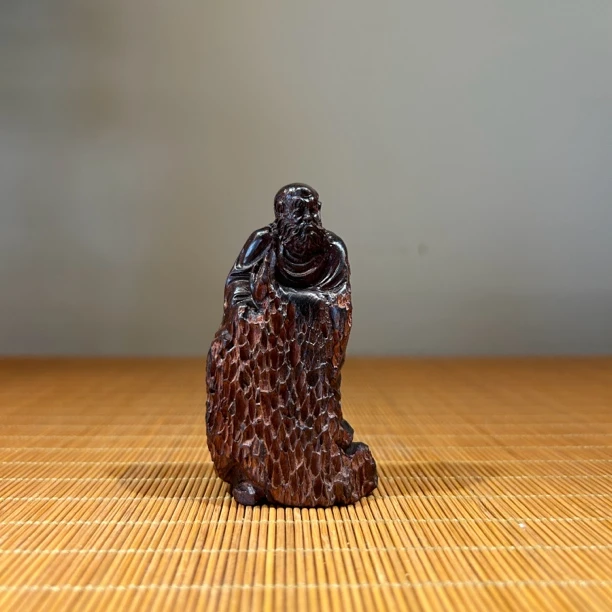 印度小叶紫檀皮沙料达摩手把件