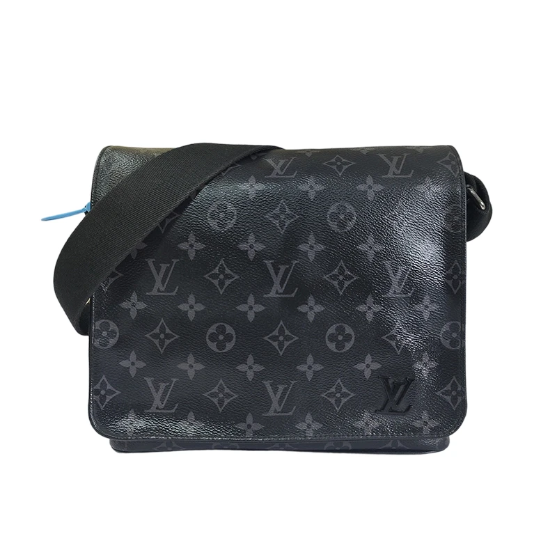 95新 LouisVuitton/路易威登 黑老花邮差包男时尚单肩翻盖斜挎包