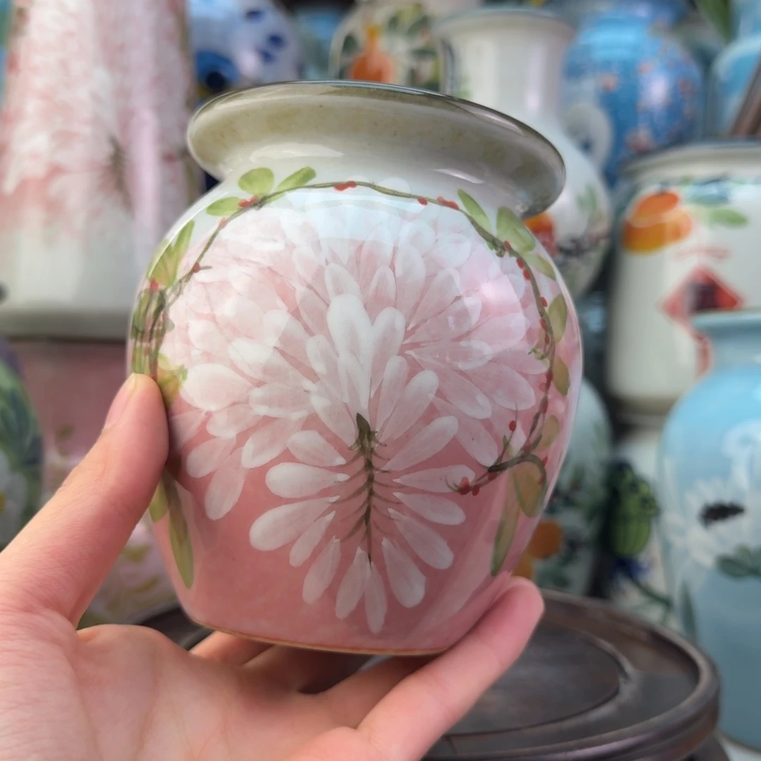 景德镇陶瓷手绘花瓶无孔